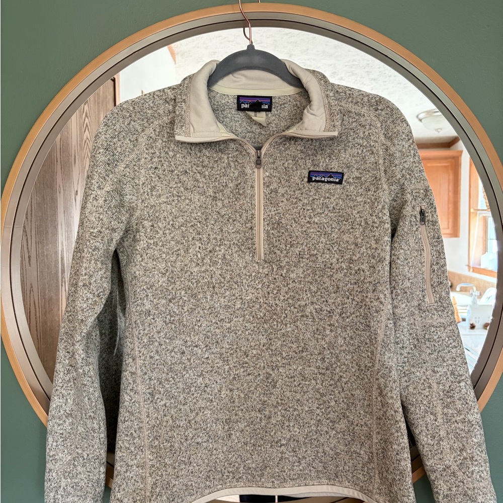 Patagonia Cream and Gray Fleece Jacket